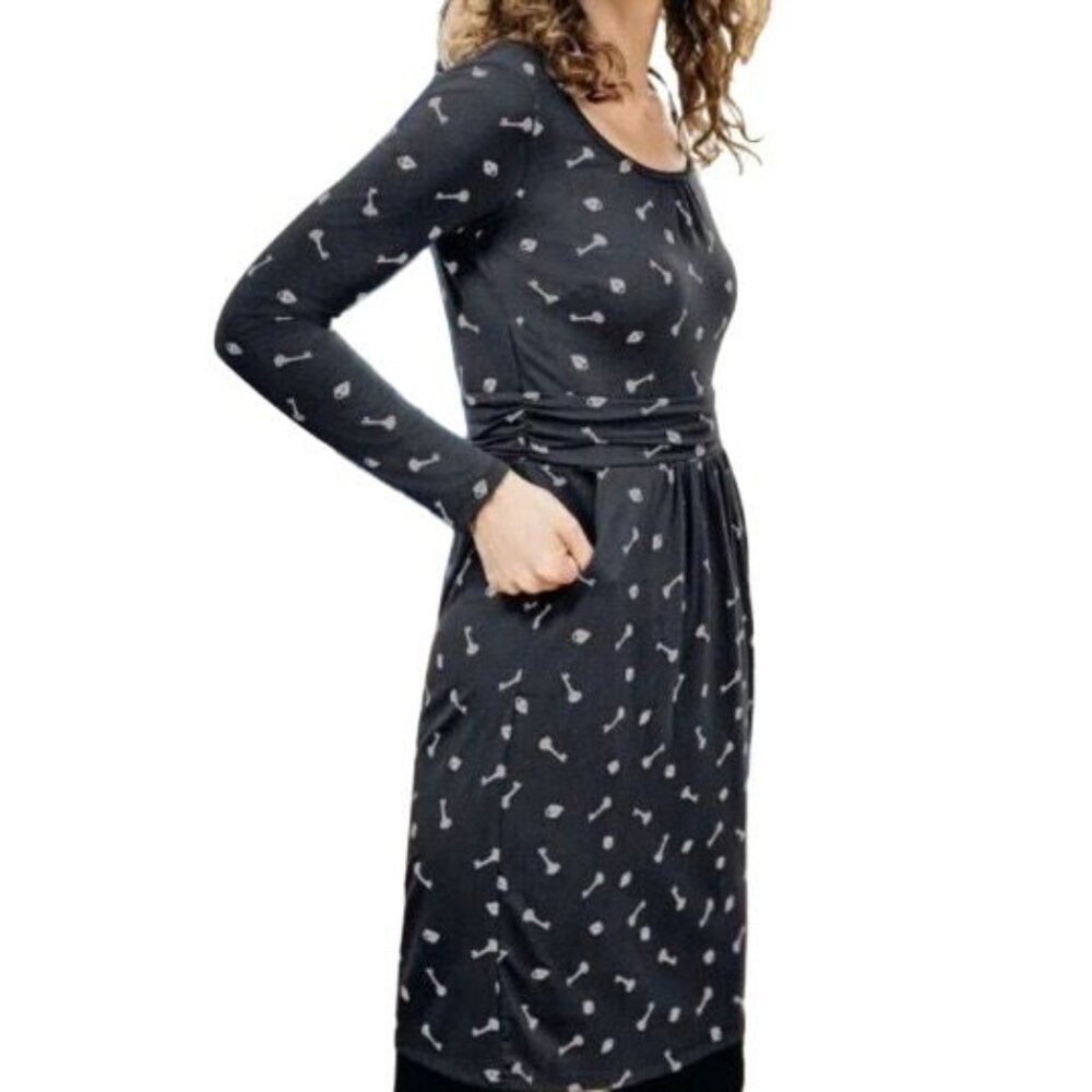 Boden Womens Mabel Long Sleeve Navy Dress With Lock And Key Print Size 8